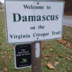 This is entering Damascus traveling SOBO. You're on the Creeper trail and the A.T. here